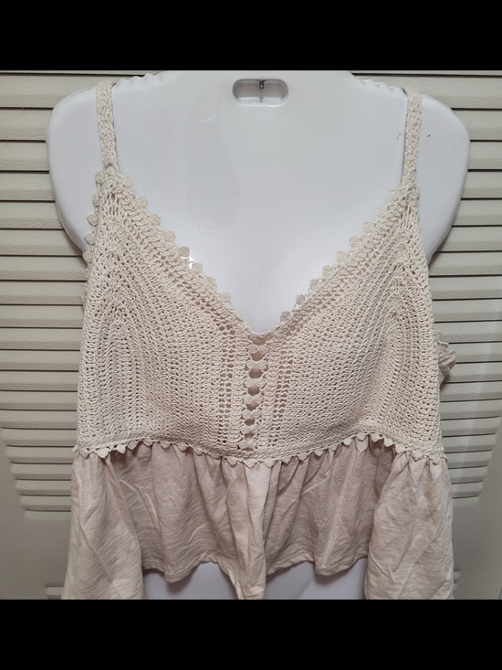 Old Navy Tops - Old Navy Crochet Bodice Cream Camisole
